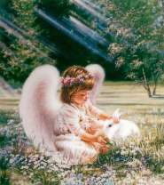 Ангел кормит кролика