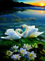 Без бренда «Пара белых лебедей на воде (20шт)» в Йошкар-Оле