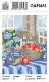 Картина по номерам 40x50 Голубые цветы и красные яблоки