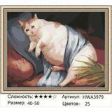 Алмазная мозаика 40x50 Толстый белый кот