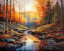 Река в хвойном осеннем лесу