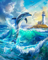 Картина по номерам «Веселый дельфин»