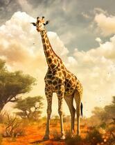 Жираф на закате жаркого дня