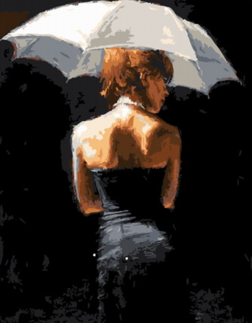 Картина по номерам 40x50 Изящная дама под зонтиком