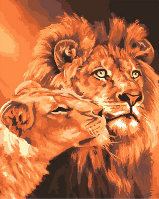 Картина по номерам 40x50 Нежность львицы и льва
