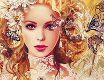 Девушка с цветами и маской