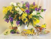 Без бренда «Букет из мимозы и колокольчиков в вазе» в Йошкар-Оле в интернет-магазине  Без бренда «Букет из мимозы и колокольчиков в вазе» в Йошкар-Оле