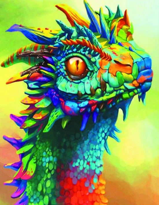 Алмазная мозаика 40x50 Разноцветный дракончик