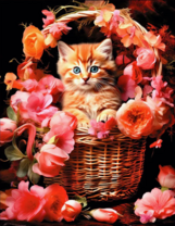 Без бренда «Рыжий котенок в корзине с цветами» в Йошкар-Оле в интернет-магазине  Без бренда «Рыжий котенок в корзине с цветами» в Йошкар-Оле