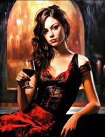 Без бренда «Обворожительная брюнетка с бокалом красного вина» в Йошкар-Оле