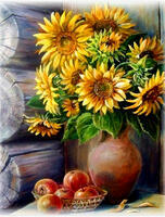 Без бренда «Кувшин с подсолнухами и корзинка с яблоками» в Йошкар-Оле